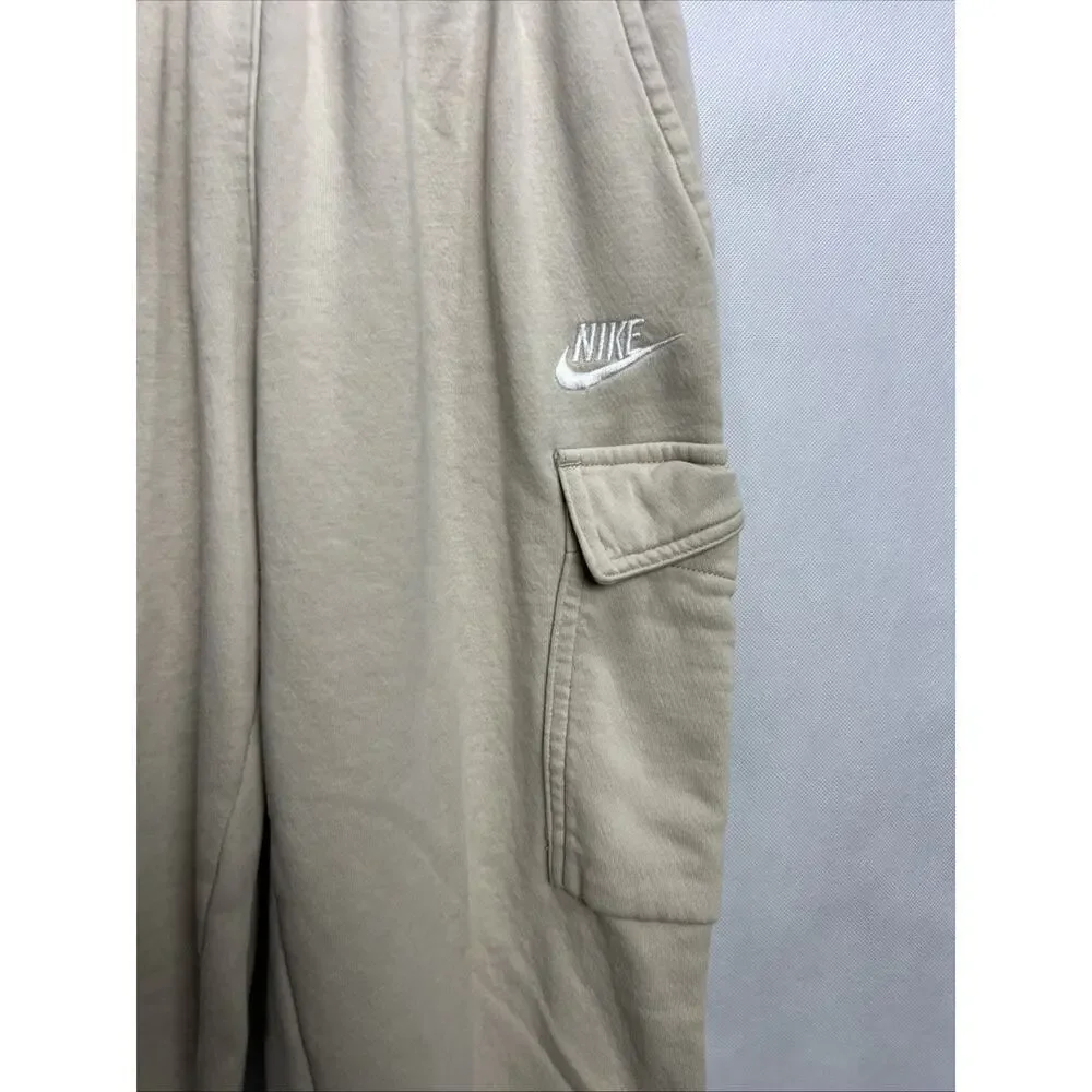 Nike Kids Cargo Jogger Sweatpants Tan Beige Fleece Logo Size L